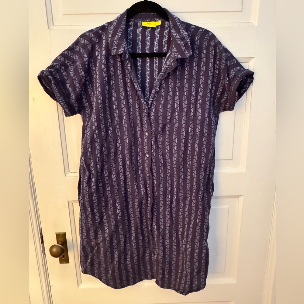 Roller Rabbit Navy Geometric Button-Down Dress - image 1